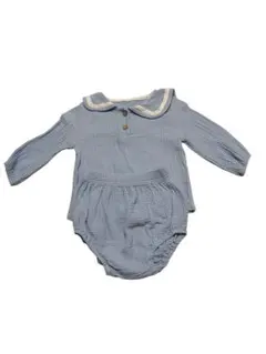 ベビー　セーラー風　セットアップ　70cm ベビー襟付き