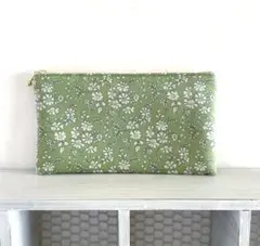 リバティ＊カペル(若草色) 通帳ケース　ポーチ　ハンドメイド