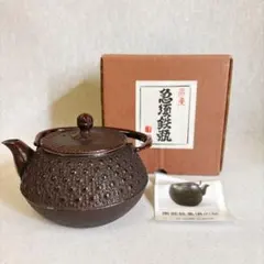 未使用品　南部三厳堂 南部鉄器 急須鉄瓶 亀甲文 ホーロー加工 共箱 栞付