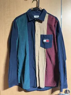 TOMMY JEANS マルチカラー コーデュロイ長袖シャツ M
