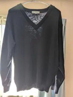 HELLO STUDENT ネイビーVネック ニット LL