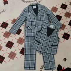 グレー系チェック柄 3点セットスーツ　韓国　サイズ11