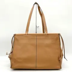 【LOEWE】トートバッグ　クッショントートバッグ　ラージ　レザー　ブラウン