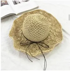 新品 麦わら帽子 レディース ストローハット 日除　つば広帽子　おしゃれ