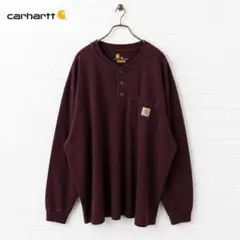 Carhartt ヘンリーネック ポケットロンT バーガンディ 2XL