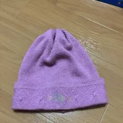 ラベンダー色リブ編みニット帽