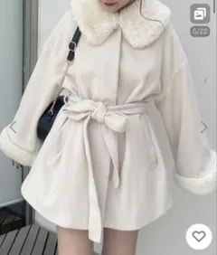ベルト付エコファーポイントフレアコート【アイボリー】 - メルカリ