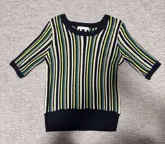 THE SHOP TK マルチストライプ 半袖サマーニット