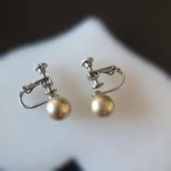 シルバー ゴールドパール クリップイヤリング