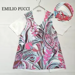 【エミリオプッチ】半袖Tシャツ グラスホッパープリント マルチカラー 幾何学 綿のサムネイル