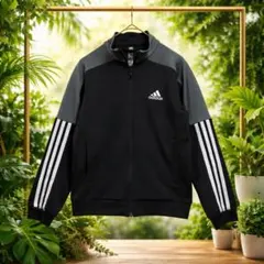 アディダス　クライマライト　スリーストライプス　トラックジャケット　でかロゴ　黒