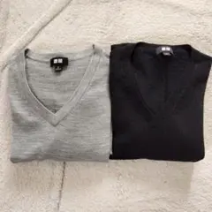 ユニクロ　エクストラファインメリノ VネックМサイズ2枚セット