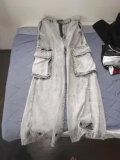CLELケミカルウォッシュ ワイドカーゴパンツ