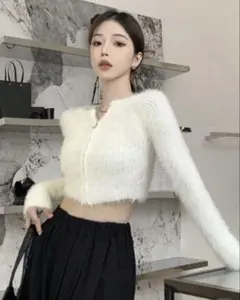 ホワイトニットカーディガン ワンサイズ