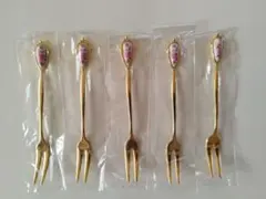 薔薇 金メッキ ヒメフォーク 5本セット