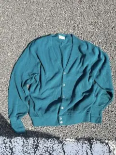 アクリルカーディガン 古着 カーディガン ニット 深緑 グリーン ヴィンテージ