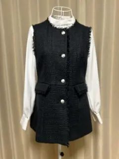 （美品）ロペピクニック　ツイードジレベスト（濃紺）セレモニー