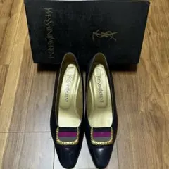 《ヴィンテージ》イヴサンローラン　パンプス　ネイビー　36.5 美品　箱あり