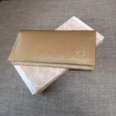 【新品未使用】皇居　菊の御紋入り　長財布　ゴールド　金色　牛革製　縁起物