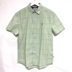 TOMMY JEANS 半袖 チェック シャツ M ライトグリーン 未使用