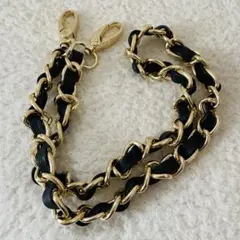 ショルダーストラップ 単品 バッグ 肩紐 黒 ゴールド チェーン