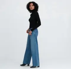 【ユニクロ】UNIQLO ローライズバギージーンズ ライトブルー 27インチ