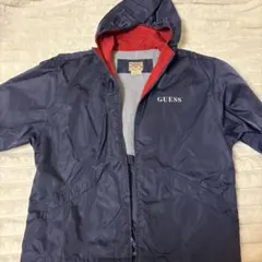 GUESS フード付きネイビーナイロンジャケット M