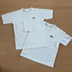 白Tシャツ2枚セット　UNDERARMOUR 140、ミズノ150