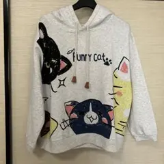 【値下げ】Funny Cat パーカー 猫デザイン