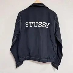 【極美品】STUSSY 背面ビッグロゴ ステッチ ジャケット 黒 S（M相当）