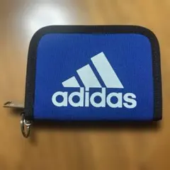 adidas 青 ジッパー財布　二つ折り