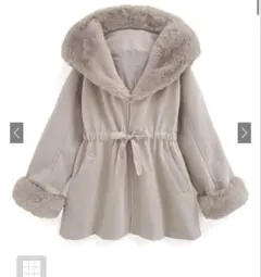 ファーフードドロストリボンコート[kz575]