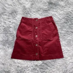【UNIQLO】コーデュロイフロントボタンミニスカート ハイウエスト ミニ 台形