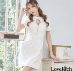 ラブリッチ　キャバドレス　ビジューボタンワンピース　ホワイト　SMLアリ