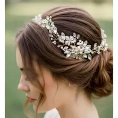 パール クリスタル ヘッドドレス キラキラ 上品 卒園式 卒業式 披露宴 二次会
