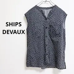 SHIPS DEVAUX ブラウス ネイビー コットンローン リーフ柄のサムネイル
