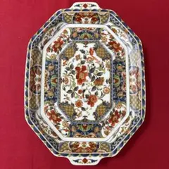 A1421-2/有田焼/源右衛門窯/染錦古代花鳥図角鉢/盛鉢/飾鉢/懐石道具