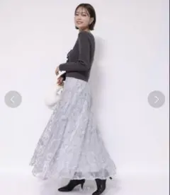 【美品】Apuweiser-richeラメ刺繍フレアスカート