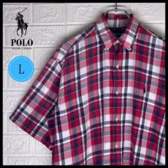 【24時間以内　匿名発送】ラルフローレン　BD半袖シャツ　赤チェック　US-S