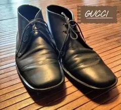 ✨美品　グッチ　チャッカーブーツ　シボ　レザー　シェリーライン　ブラック　27 ✨美品 グッチ チャッカーブーツ シボ レザー シェリーライン