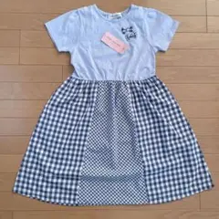 むーのんのん　ワンピース　新品　150 チェック　ギンガムチェック　水色のサムネイル