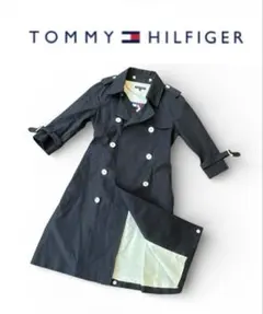 TOMMY HILFIGER トレンチコート　袖七分丈　紺　S
