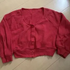 Kastane ワッフルニットカーディガン レッド