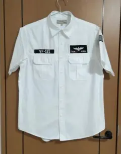 AVIREX　パッチド ミリタリー S/S シャツ　L　ホワイトのサムネイル
