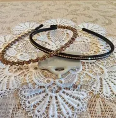 ビーズとストーン付きヘアバンド2個セット