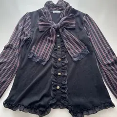 axes femme アクシーズファム　ボウタイリボンブラウス　ストライプ