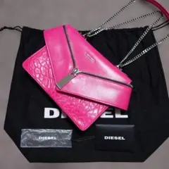 DIESEL ピンクレザーショルダーバッグ