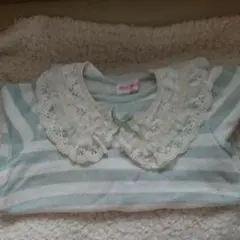 メゾピアノ130  レース衿付き ボーダーニット