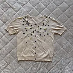Donuts 様専用 tumugu : 刺繍 半袖カーディガン ベージュのサムネイル