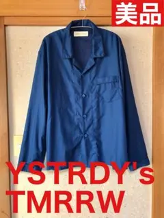 【美品】YSTRDY's TMRRW サテン パジャマシャツ ターコイズ L